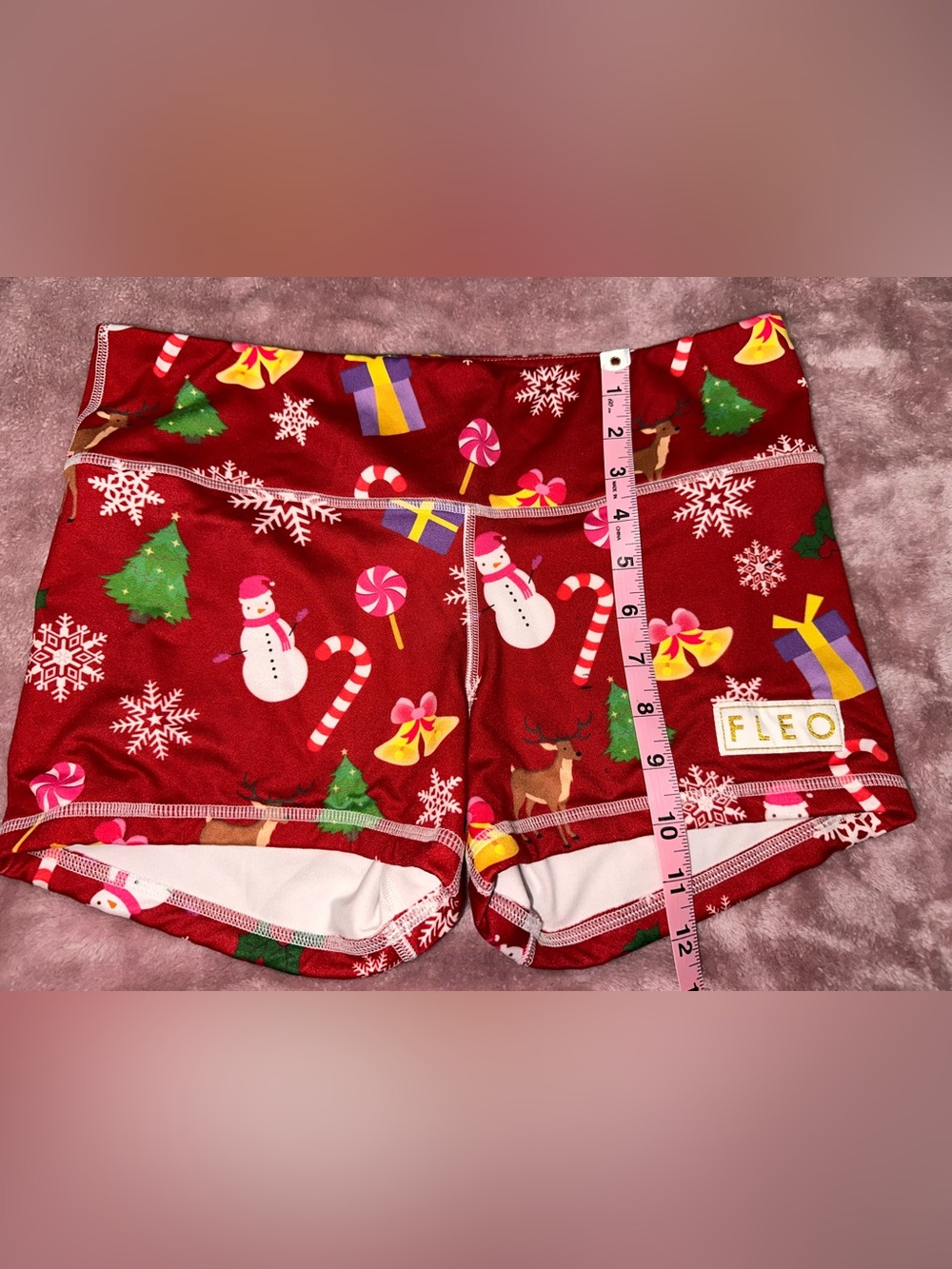 Fleo Red Holiday Print Athletic Shorts